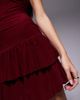 Fashionkilla Fashionkilla double sculpted slinky bandeau drop waist ruffle hem mini dress in burgundy-Red - 2