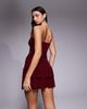 Fashionkilla Fashionkilla double sculpted slinky bandeau drop waist ruffle hem mini dress in burgundy-Red - 3
