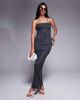 Fashionkilla Fashionkilla double sculpted slinky bandeau maxi dress in black polka dots - 2