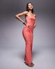 Fashionkilla Fashionkilla double sculpted slinky bandeau metal drape detail maxi dress in coral-Purple - 1