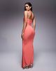 Fashionkilla Fashionkilla double sculpted slinky bandeau metal drape detail maxi dress in coral-Purple - 3