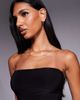 Fashionkilla Fashionkilla double sculpted slinky bandeau ruched waist bodycon mini dress in black - 3