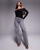 Fashionkilla Fashionkilla double sculpted slinky lace trim off the shoulder long sleeve top in black - 2