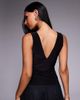 Fashionkilla Fashionkilla double sculpted slinky lace trim v neck tank top in black - 2
