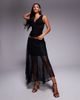 Fashionkilla Fashionkilla double sculpted slinky lace trim v neck tank top in black - 4