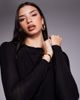 Fashionkilla Fashionkilla double sculpted slinky long sleeve fold-over waist detail open tie back mini dress in black - 2