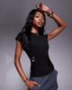 Fashionkilla Fashionkilla double sculpted slinky metal detail ruched side T-shirt in black - 1