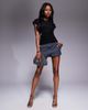 Fashionkilla Fashionkilla double sculpted slinky metal detail ruched side T-shirt in black - 4