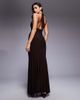 Fashionkilla Fashionkilla double sculpted slinky plunge halterneck godet hem maxi dress in chocolate-Brown - 2