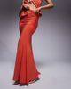 Fashionkilla Fashionkilla double sculpted slinky ruched waist mermaid hem maxi skirt in orange - part of a set - 2