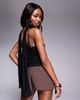 Fashionkilla Fashionkilla double sculpted slinky scarf detail cami top in black - 2