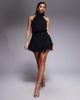 Fashionkilla Fashionkilla exclusive chiffon halterneck foldover detail ruffle skirted mini dress in black - 1
