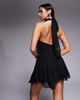 Fashionkilla Fashionkilla exclusive chiffon halterneck foldover detail ruffle skirted mini dress in black - 2