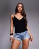 Fashionkilla Fashionkilla exclusive double sculpted slinky halterneck bead detail cami top in black - 1
