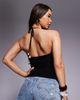 Fashionkilla Fashionkilla exclusive double sculpted slinky halterneck bead detail cami top in black - 2