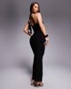 Fashionkilla Fashionkilla Exclusive double sculpted slinky halterneck rope detail drape back mini dress in black - 1
