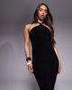 Fashionkilla Fashionkilla Exclusive double sculpted slinky halterneck rope detail drape back mini dress in black - 2