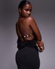 Fashionkilla Fashionkilla exclusive double sculpted slinky high neck open side bead detail top in black - 1
