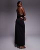 Fashionkilla Fashionkilla exclusive double sculpted slinky high neck open side bead detail top in black - 4