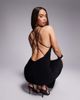 Fashionkilla Fashionkilla exclusive double sculpted slinky plunge exposed back bead detail maxi dress in black - 1