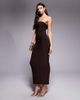 Fashionkilla Fashionkilla exclusive slinky double sculpted bandeau maxi dress in chocolate-Brown - 1
