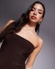 Fashionkilla Fashionkilla exclusive slinky double sculpted bandeau maxi dress in chocolate-Brown - 3