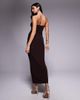 Fashionkilla Fashionkilla exclusive slinky double sculpted bandeau maxi dress in chocolate-Brown - 4