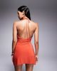 Fashionkilla Fashionkilla exclusive slinky double sculpted halter cowl neck low back mini dress in orange - 2