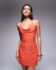 Fashionkilla Fashionkilla exclusive slinky double sculpted halter cowl neck low back mini dress in orange - 3