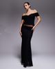 Fashionkilla Fashionkilla floral lace mesh overlay sweetheart neckline off shoulder floaty hem top in black - part of a set - 2