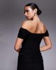 Fashionkilla Fashionkilla floral lace mesh overlay sweetheart neckline off shoulder floaty hem top in black - part of a set - 4