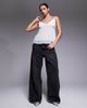 Fashionkilla Fashionkilla mesh overlay lettuce edge hem cami peplum top in white - 2