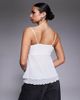 Fashionkilla Fashionkilla mesh overlay lettuce edge hem cami peplum top in white - 3