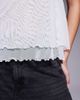 Fashionkilla Fashionkilla mesh overlay lettuce edge hem cami peplum top in white - 4
