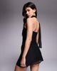 Fashionkilla Fashionkilla mesh overlay neck tie mini dress in black - 2
