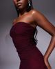 Fashionkilla Fashionkilla mesh overlay ruched waist bandeau mini dress in plum-Purple - 2
