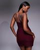 Fashionkilla Fashionkilla mesh overlay ruched waist bandeau mini dress in plum-Purple - 4