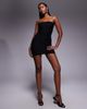 Fashionkilla Fashionkilla mesh overlay ruched waist lettuce edge bandeau mini dress in black - 1