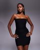 Fashionkilla Fashionkilla mesh overlay ruched waist lettuce edge bandeau mini dress in black - 2
