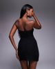 Fashionkilla Fashionkilla mesh overlay ruched waist lettuce edge bandeau mini dress in black - 3