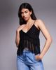 Fashionkilla Fashionkilla mesh tiered frill front cami top in black - 1
