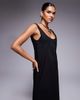 Fashionkilla Fashionkilla poplin scoop neck trapeze maxi dress in black - 2