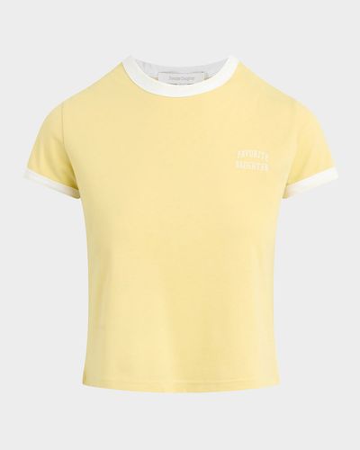 Favorite Daughter Chest Logo Cropped Ringer T-Shirt