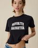 Favorite Daughter Favorite Daughter Collegiate Logo Graphic Cropped Tee in Black, Women's at Urban Outfitters - 1