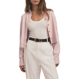 Favorite Daughter Favorite Daughter The Crop Cotton Blend Button-Up Shirt