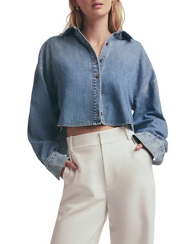 Favorite Daughter Favorite Daughter The Crop Ex Boyfriend Cotton Denim Shirt
