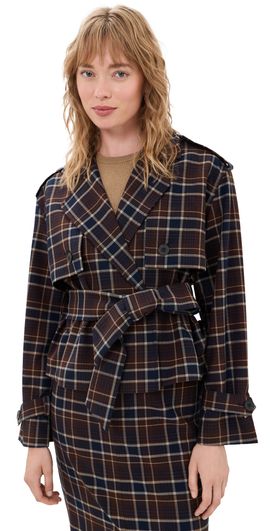 Favorite Daughter Favorite Daughter The Cropped Charles Trench Coat Toffee Plaid