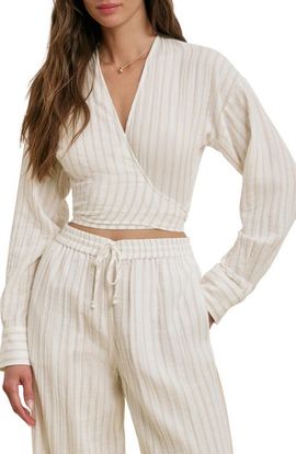 Favorite Daughter Favorite Daughter The Isla Stripe Cotton Crop Wrap Top