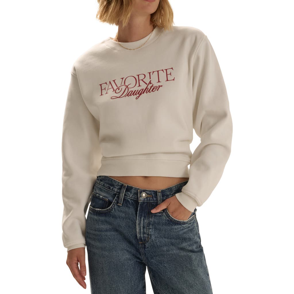 Favorite Daughter Favorite Daughter The Ritzy Embroidered Cotton Blend Crop Sweatshirt