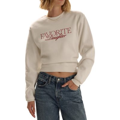 Favorite Daughter Favorite Daughter The Ritzy Embroidered Cotton Blend Crop Sweatshirt